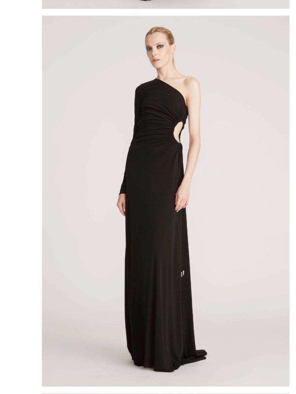 Halston Bay One-Shoulder Matte Jersey Cutout Maxi Gown in Black - Size 4 - Picture 4 of 16